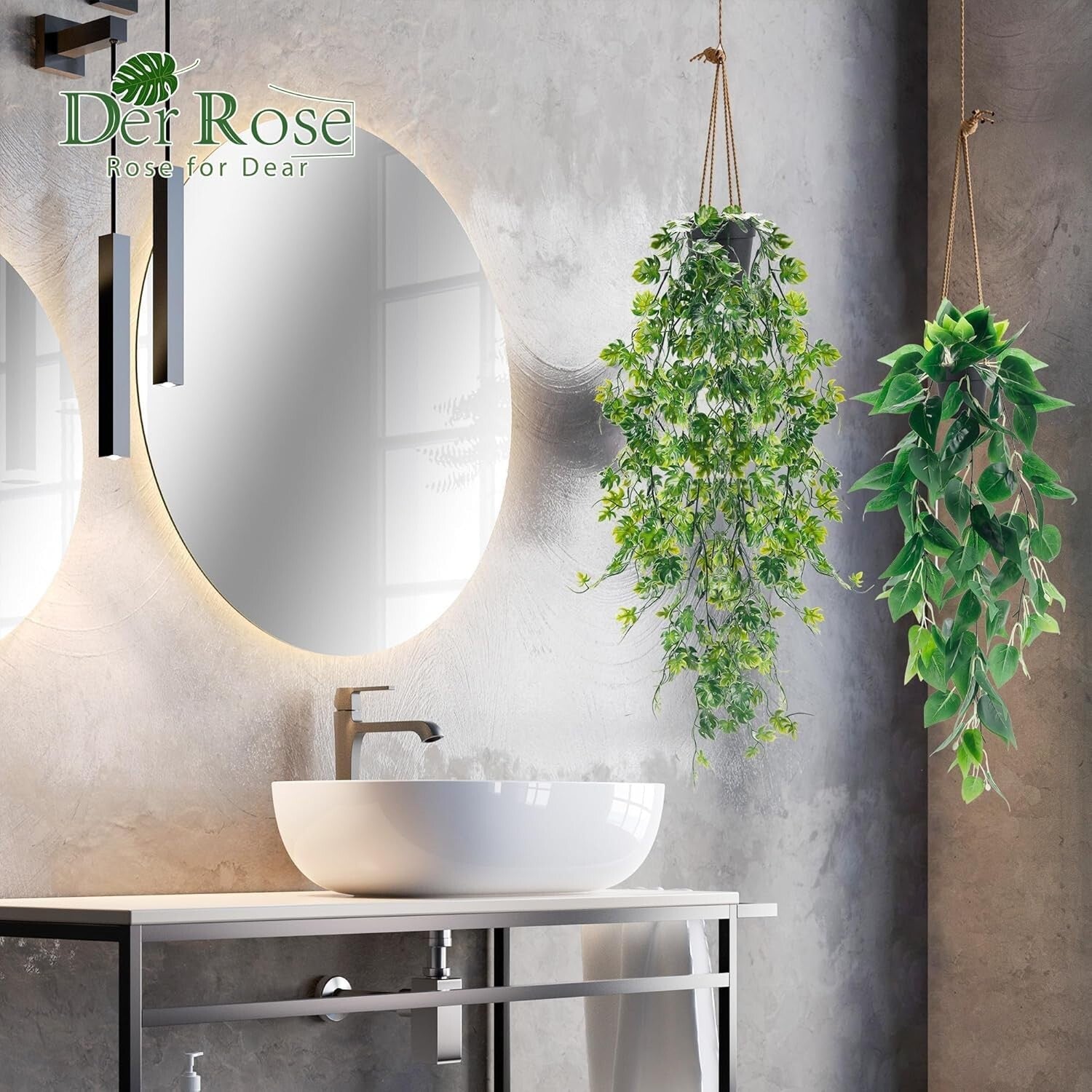 8Pcs Faux Ivy and Eucalyptus with Black Pots - Perfect for Any Room Decor