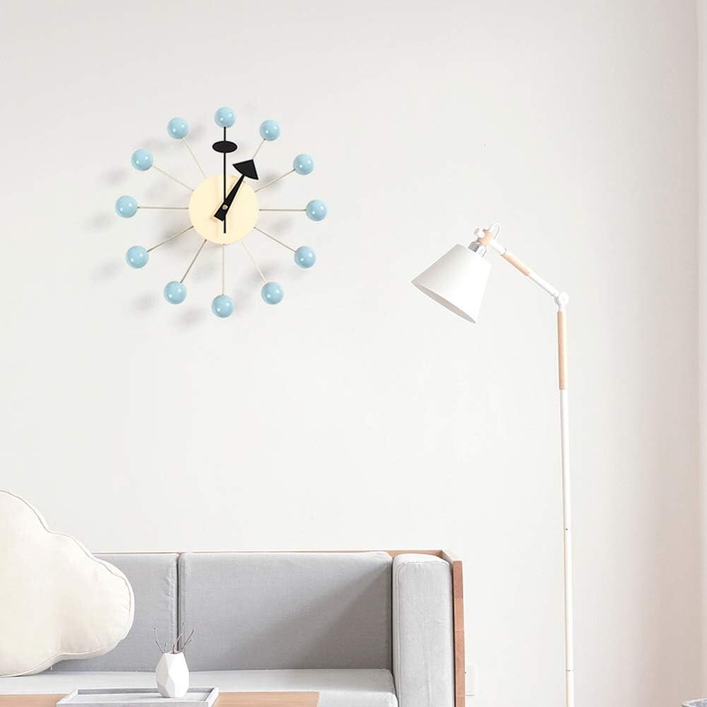 Stylish Ball Clock in Blue - Modern Non-Ticking Wall Clock for Home & Office