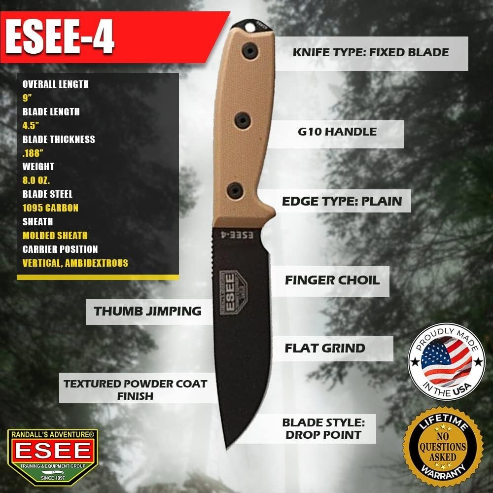 Durable 4.5 Inch Survival Knife with Full Tang & Polymer Sheath - Outdoor Ready