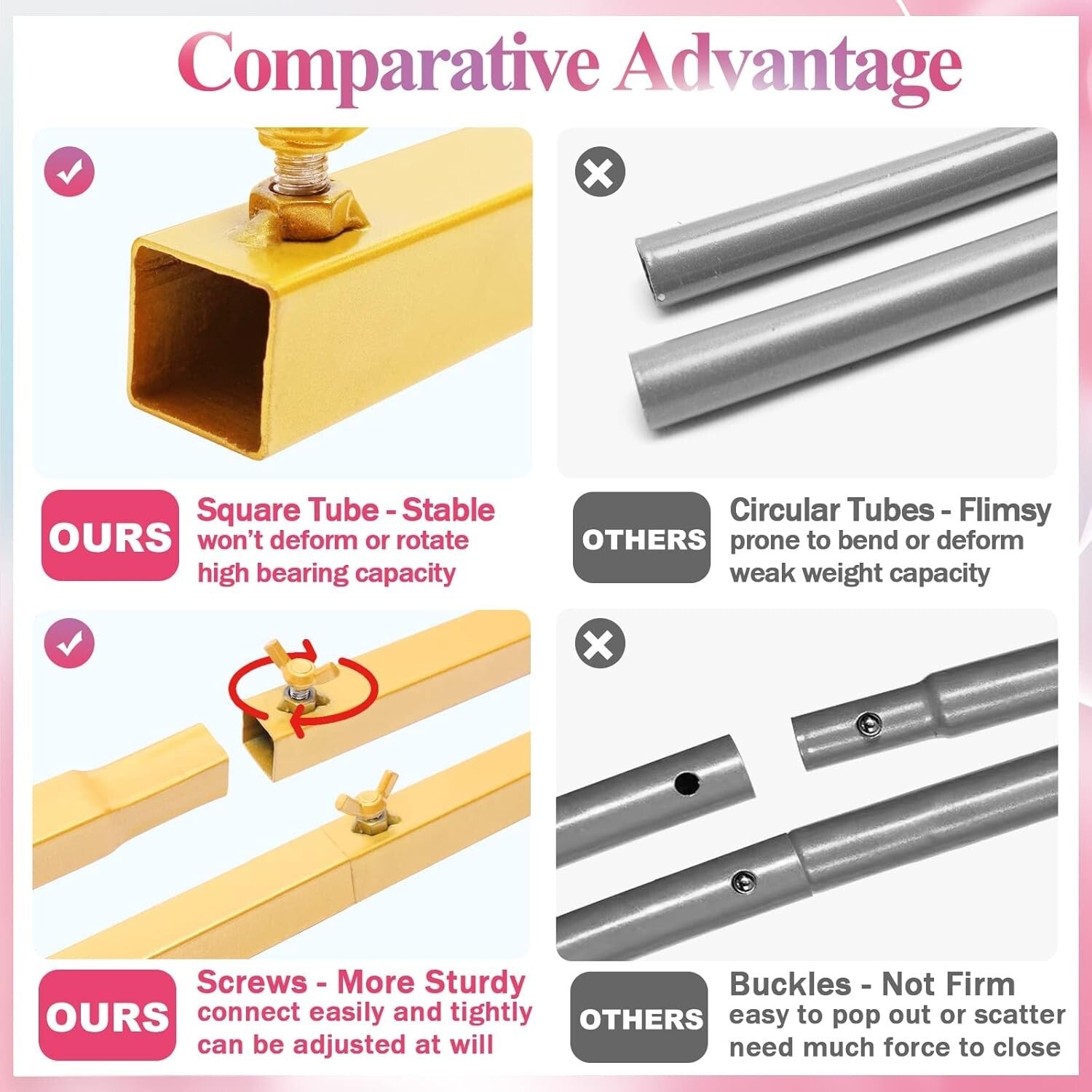 Decorative Gold Backdrop Arch Stands Set - 7.2FT & 6FT for Multiple Celebrations