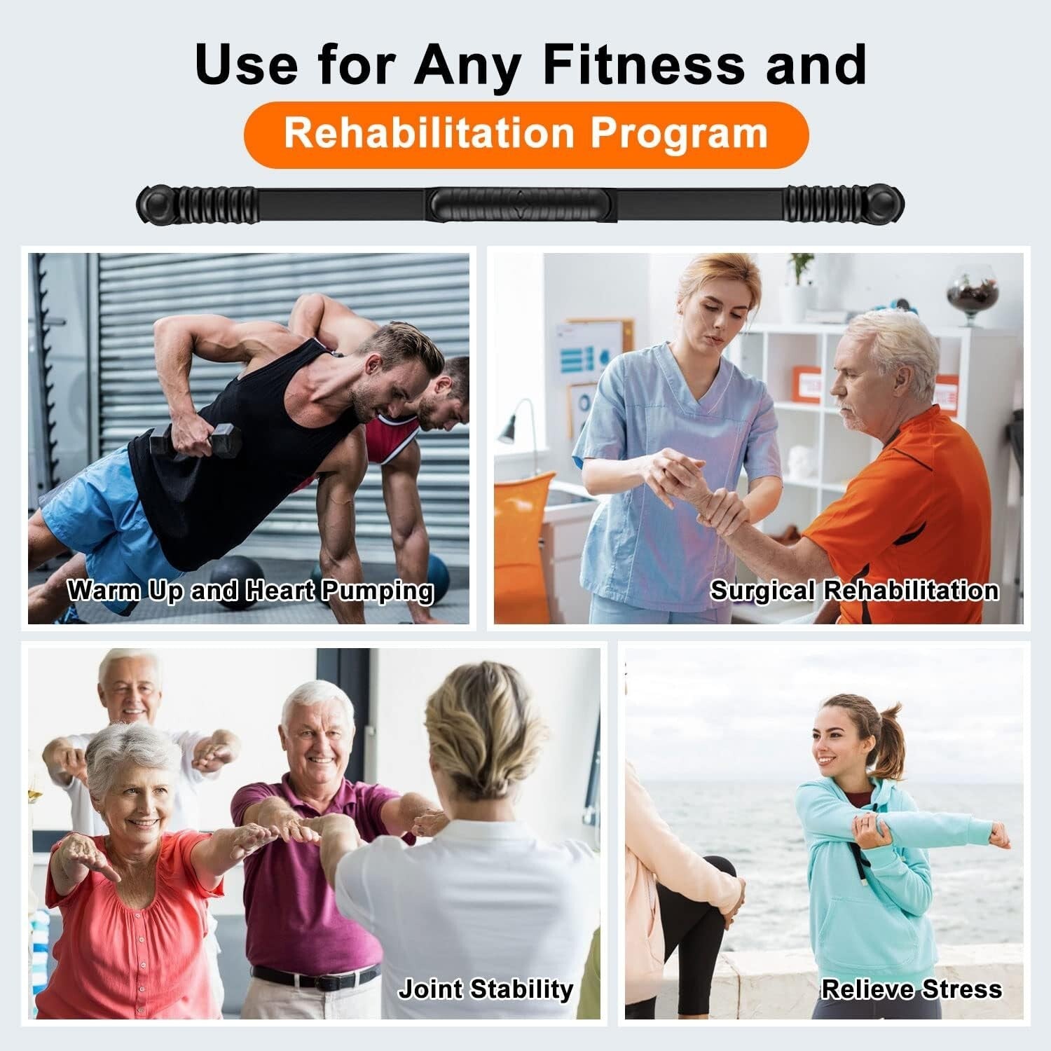 Durable Chrome Elastic Fitness Bar for Strength Training & Injury Recovery