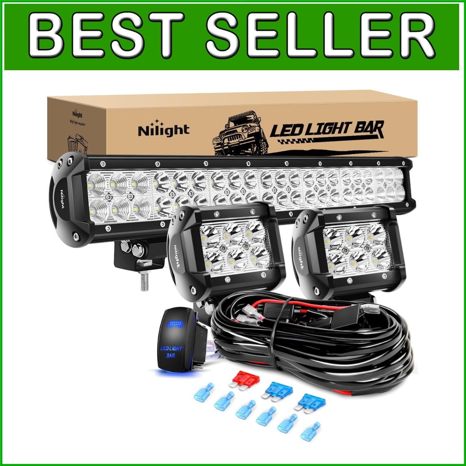 Bright 20 Inch 126W LED Light Bar Combo with 18W Pods - Ideal for Night Driving