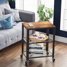 Load image into Gallery viewer, BRYCE 3-Tier Kitchen Utility Cart on Wheels - Rustic Brown and Black Elegance