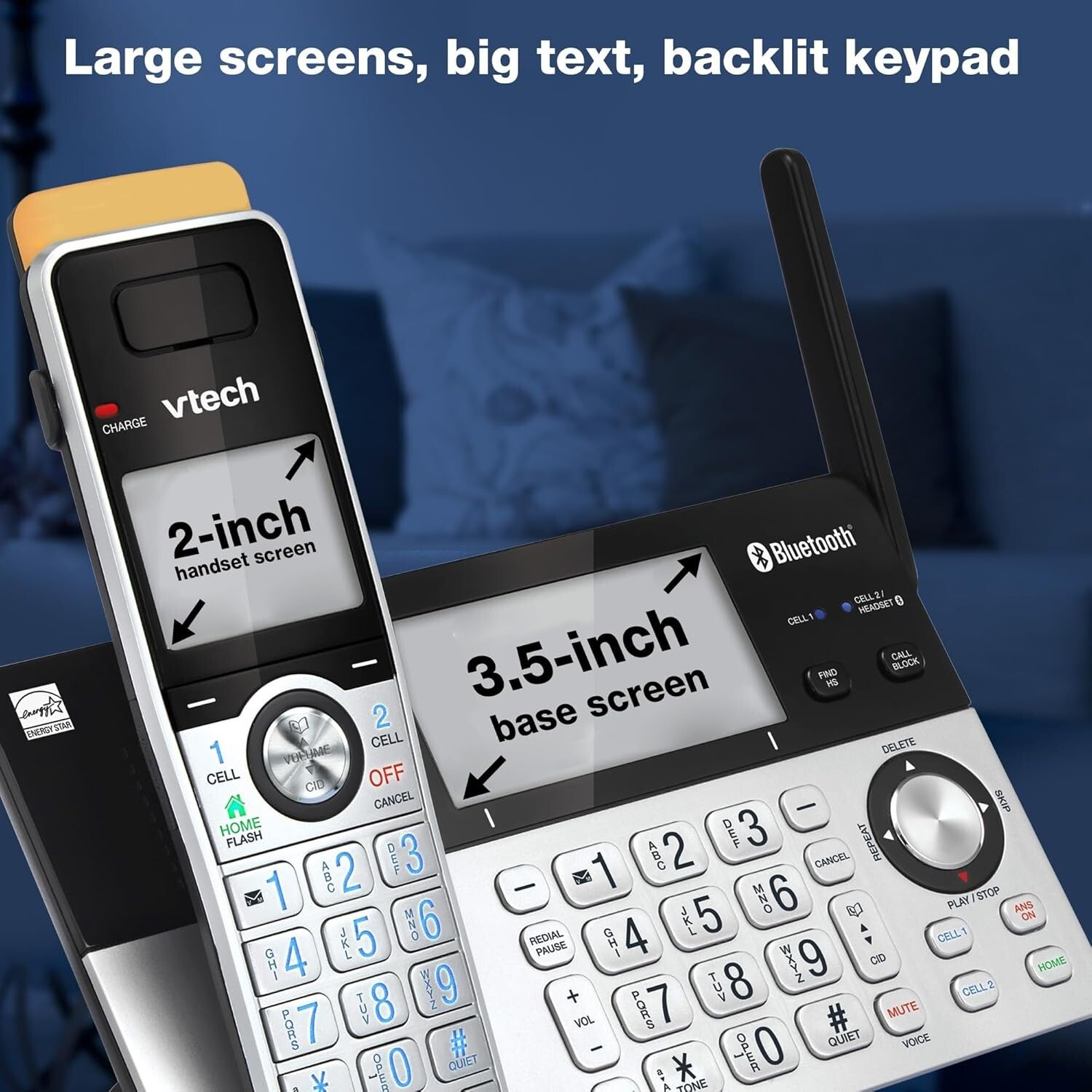 Long Range Cordless Phone System – Bluetooth Connect & Expandable to 12 HS