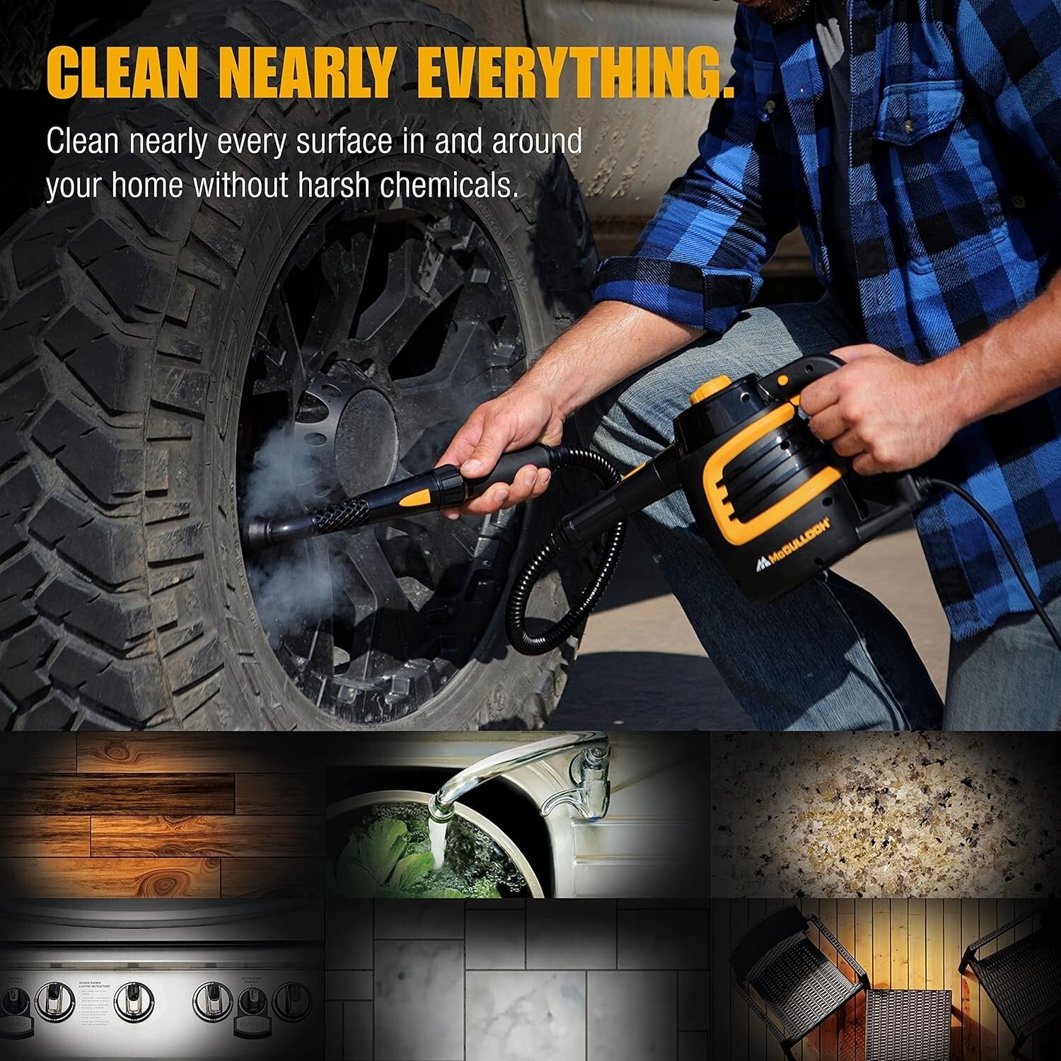 10-Minute Runtime Handheld Steam Cleaner with 11 Accessories - Perfect for Ho...