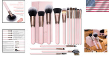 Load image into Gallery viewer, Travel-Friendly 15-Piece Pink Makeup Brushes - All Skin Types, Elegant Gift
