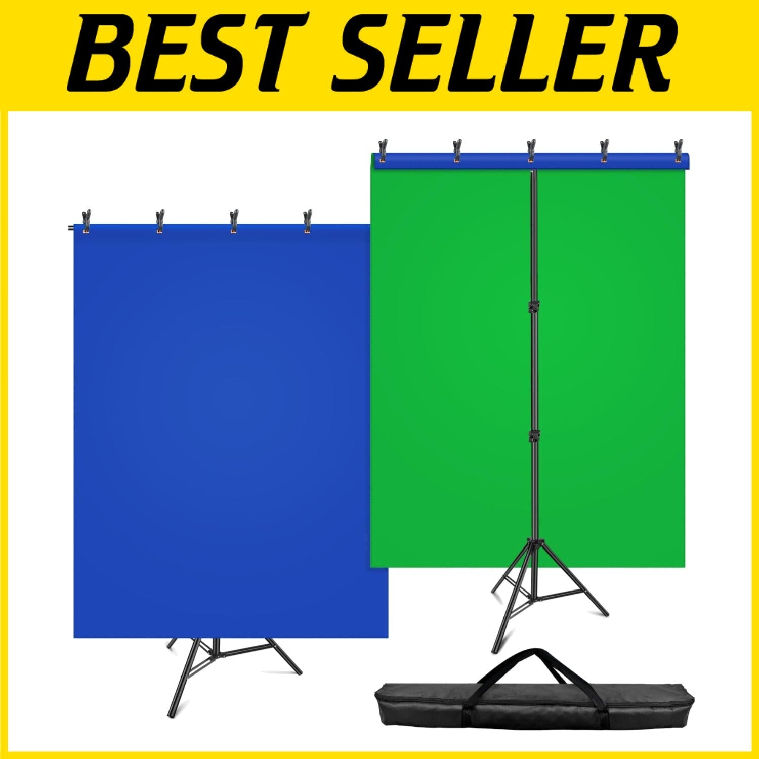 Adjustable Blue and Green Screen Stand Kit for Photography & Video, 59x78 Inches