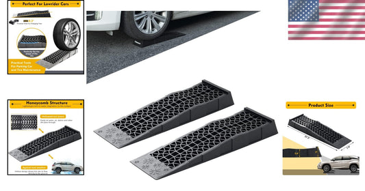 3 Ton Low Profile Car Service Ramps - Lightweight, Durable 2 Pack Set