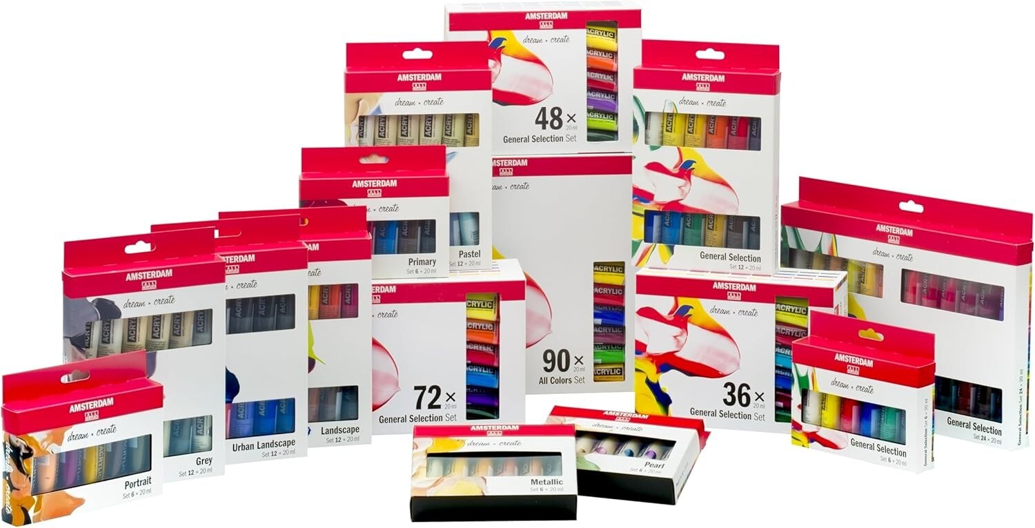 Amsterdam Standard Series Acrylic Paint Set – 36 x 20 ml Tubes in Satin Finish