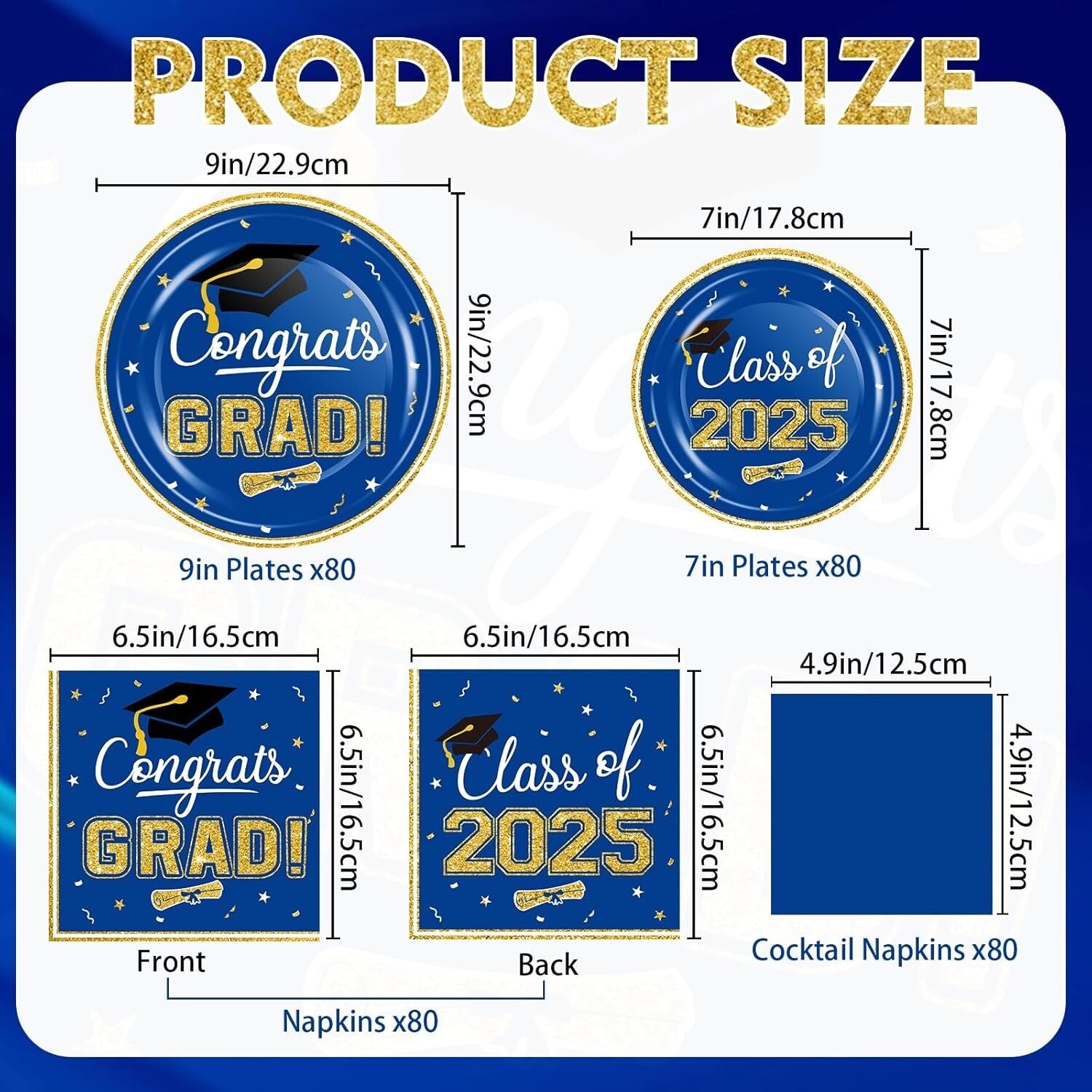 320 Pcs Disposable Graduation Dinner Plates & Napkins - Ideal for Class of 2025