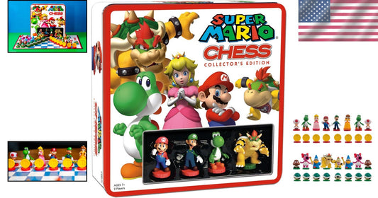 Unique Super Mario Chess Game with 32 Sculpted Pieces - Ideal for Collectors