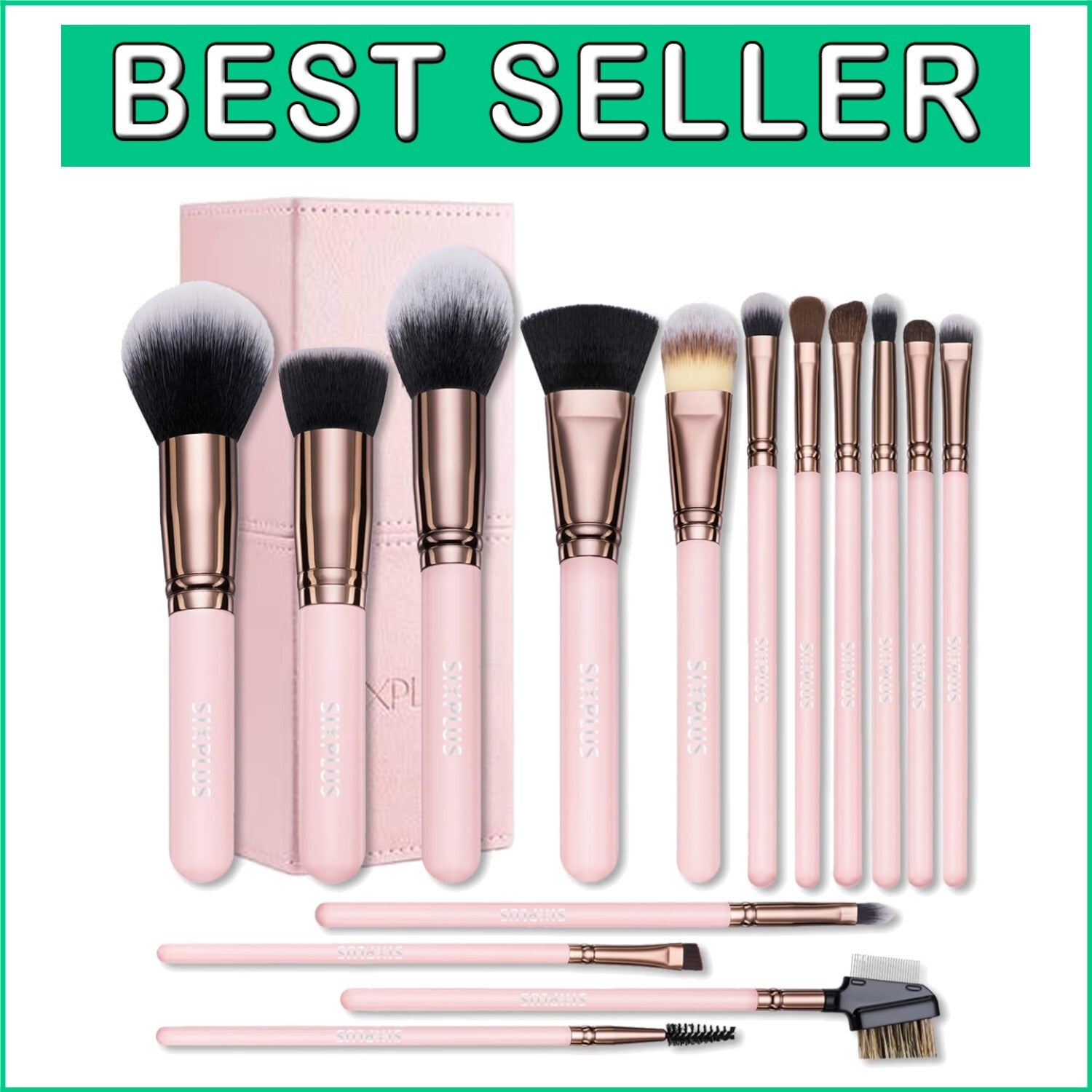 Travel-Friendly 15-Piece Pink Makeup Brushes - All Skin Types, Elegant Gift