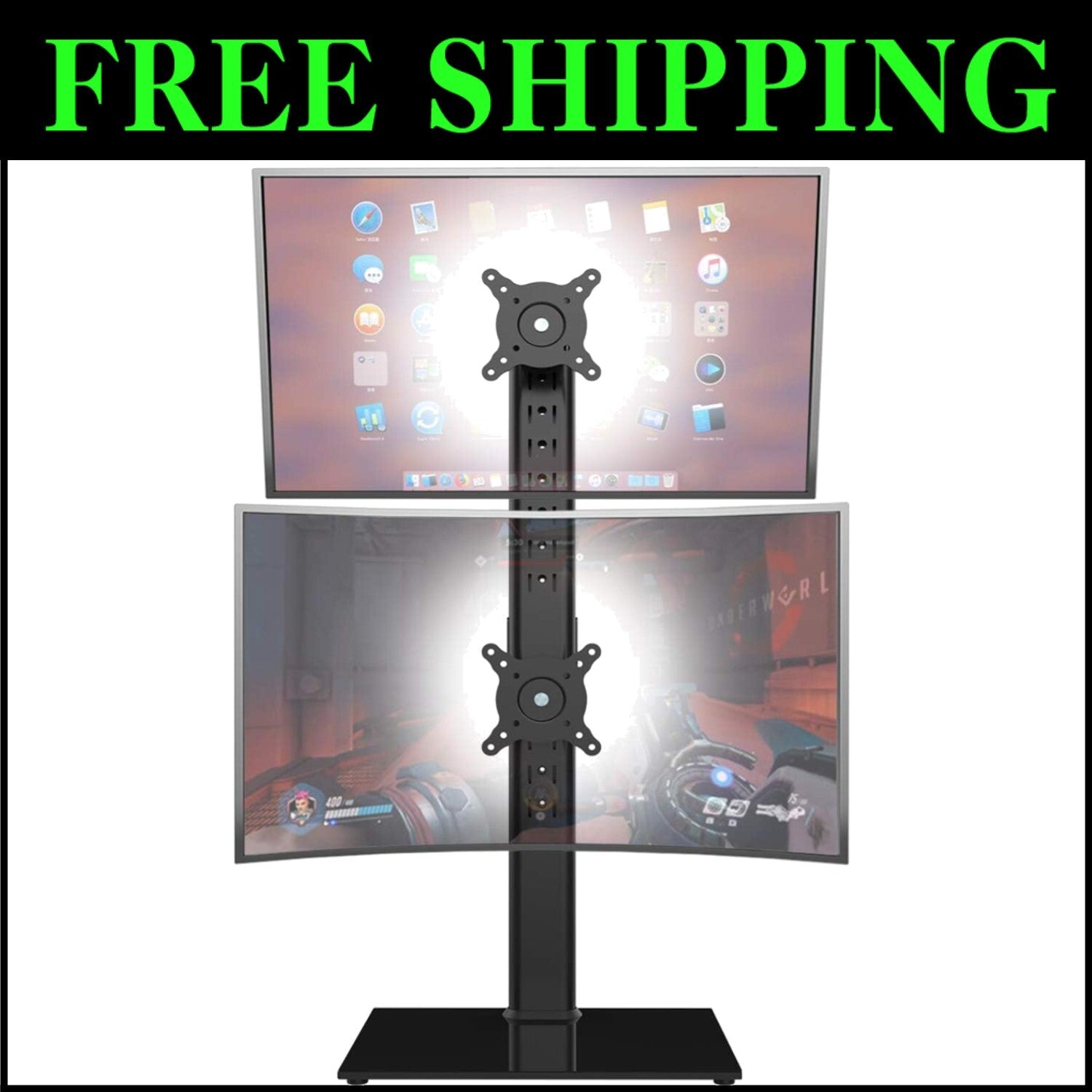 Ergonomic Dual Monitor Stand - Adjustable Height Riser for 13" to 34" Screens