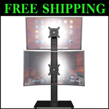 Load image into Gallery viewer, Ergonomic Dual Monitor Stand - Adjustable Height Riser for 13" to 34" Screens