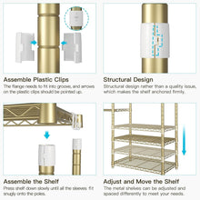 Load image into Gallery viewer, E1 Heavy Duty Adjustable 6-Tier Closet Garment Rack - Expandable Gold Organizer