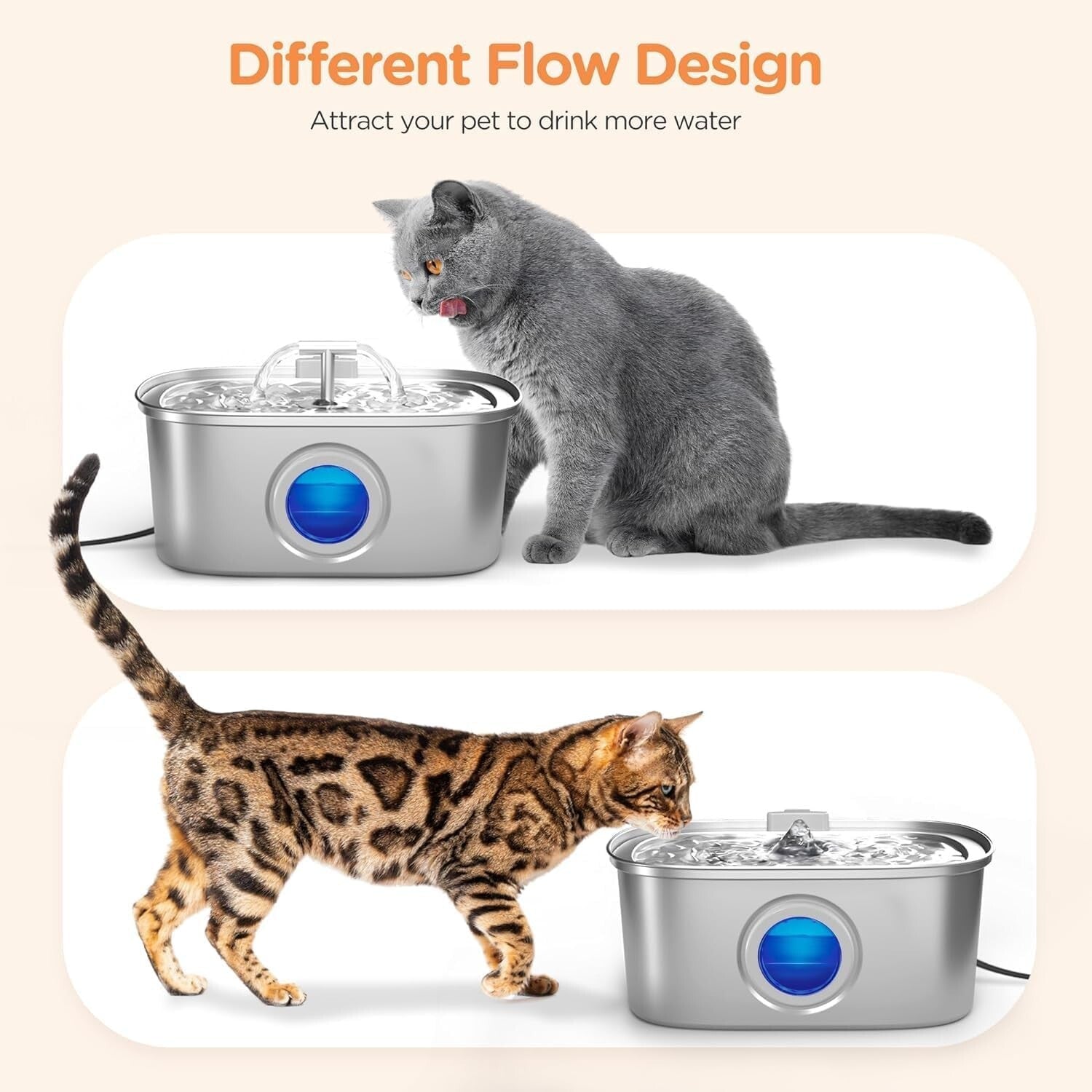 Ultra-Quiet 3.2L Cat & Dog Water Fountain with Filtration and Water Level Window