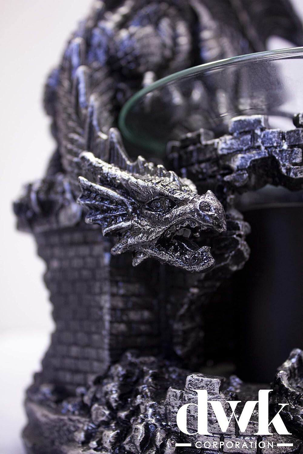 Black Resin Electric Oil Burner - Dragon Castle Guardian with Dimming Feature