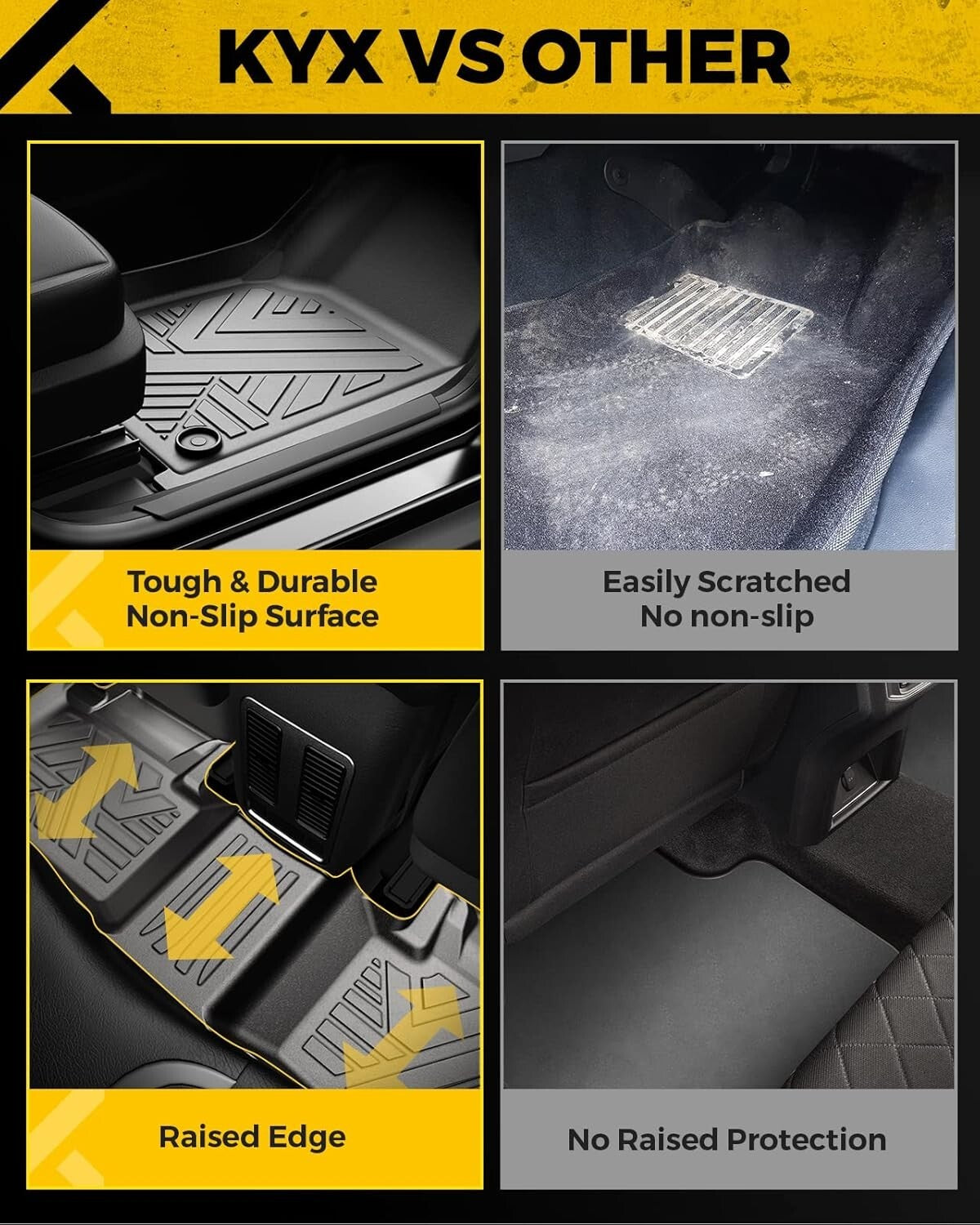 Non-Slip All Weather Floor Liners for 2018-2023 Tacoma Double Cab - Easy Clean