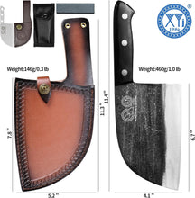 Load image into Gallery viewer, Handmade Serbian Chef Knife - 6.7 Inch Full Tang with Portable Leather Sheath