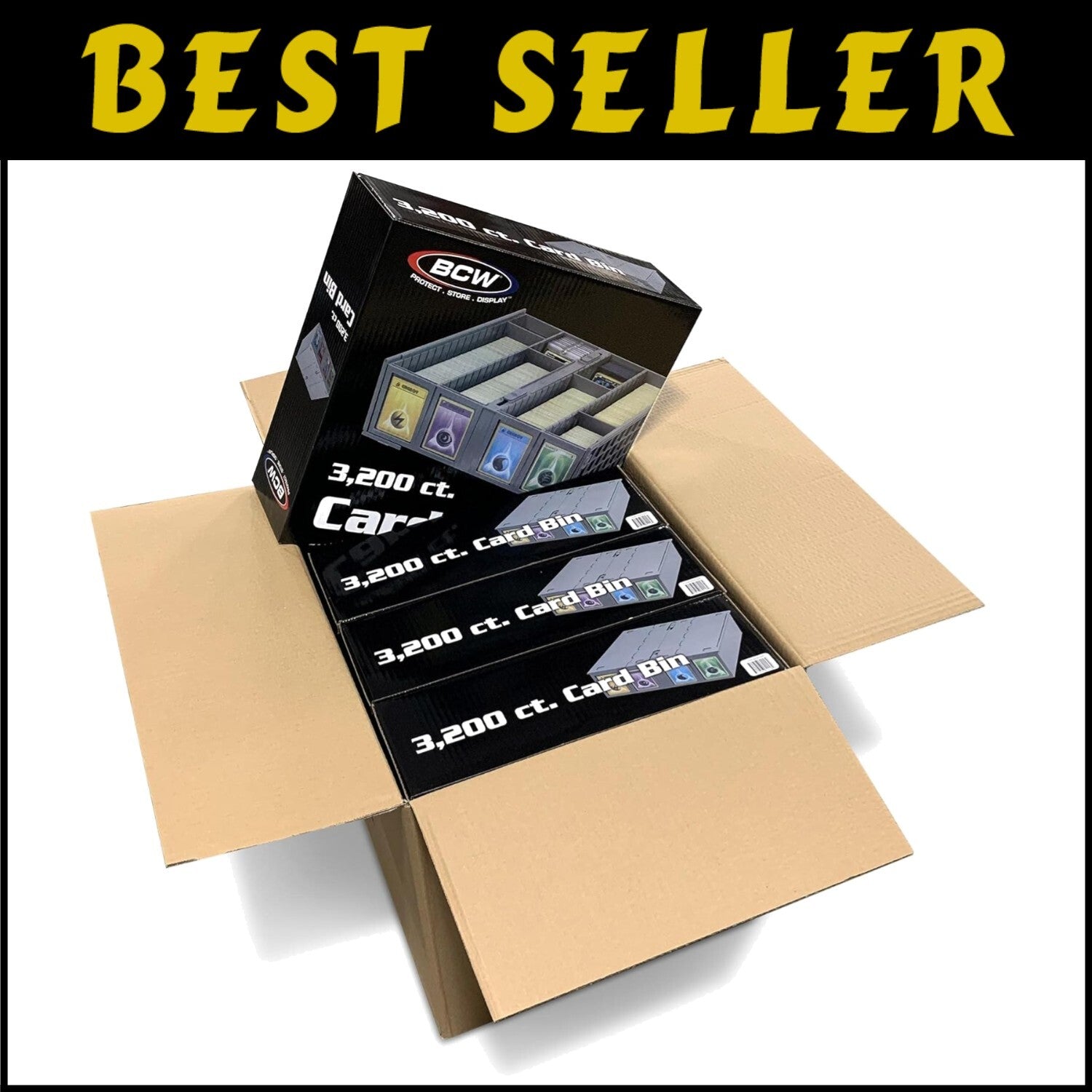 Durable Collectible Card Bins - 4-Pack with Dividers, Holds All Trading Cards