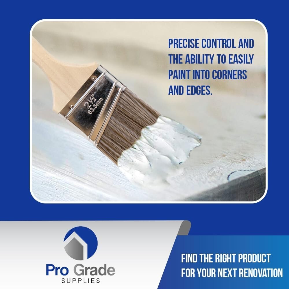 12-Pack 2.5-Inch Angle Paint Brushes with Comfort Grip for Precision Painting