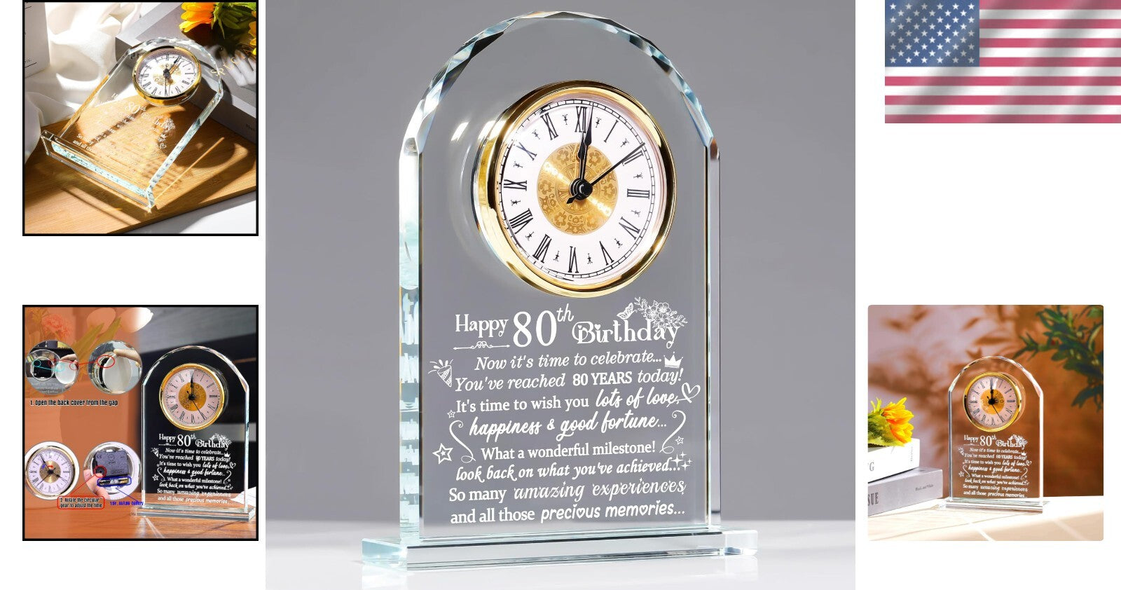 Decorative 80th Birthday Quartz Clock - Memory Keeper for Milestone Celebrations