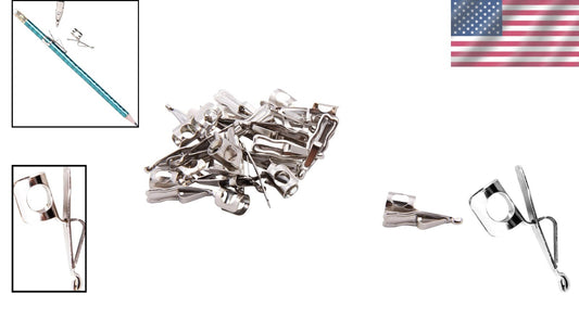 100 Chrome Pencil Clips in Stylish Tub - Perfect for Students and Professionals