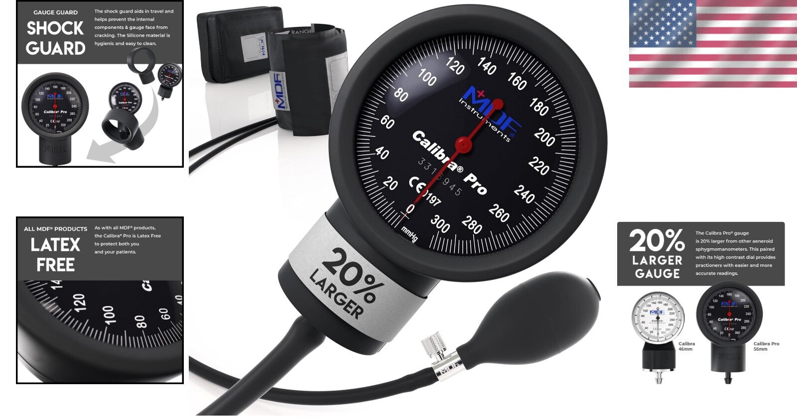 Extra Large Gauge Aneroid Sphygmomanometer with Durable Shock Guard & Adult Cuff