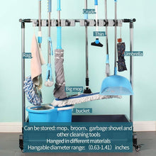 Load image into Gallery viewer, Stainless Steel Mop Rack with Lockable Wheels for Secure Cleaning Organization