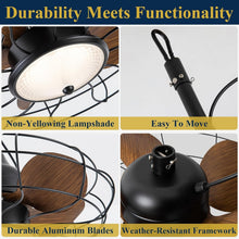 Load image into Gallery viewer, Quiet 20'' Outdoor Ceiling Fan with 3-Color Lighting – Remote Control for Patios