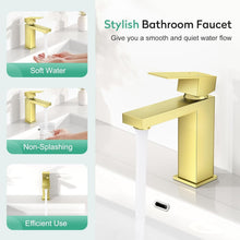 Load image into Gallery viewer, Single Handle Brushed Gold Vanity Faucet - Modern Design with Installation Kit