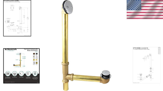 Elegant Polished Chrome Bath Tub Drain & Overflow - Heavy Duty Brass Design