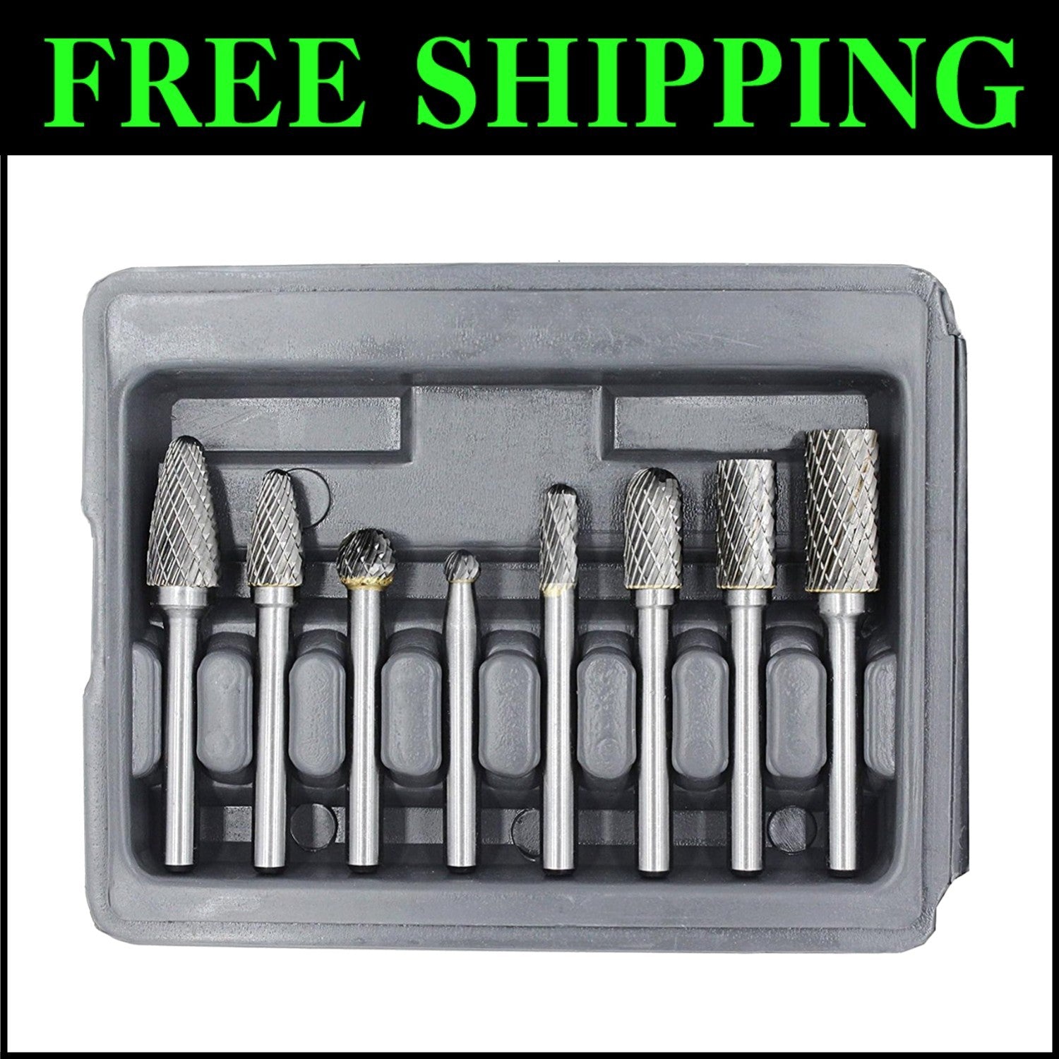 Durable 8-Piece Rotary Burr Set - Heavy Duty Carbide for Engraving & Sculpting