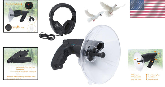 8X Digital Bird Listening and Recording Device with 300ft Range & Headphones