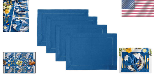 Machine Washable 100% Pure Linen Placemats Set of 4 - Stylish 14x19 Inch Design