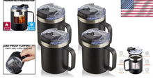 Load image into Gallery viewer, 4 Pack 12oz Stainless Steel Insulated Travel Mugs with Comfortable Handles