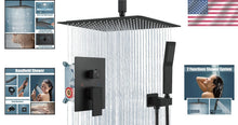 Load image into Gallery viewer, Elegant Matte Black Rain Shower Set with Handheld Spray – Premium High Pressure