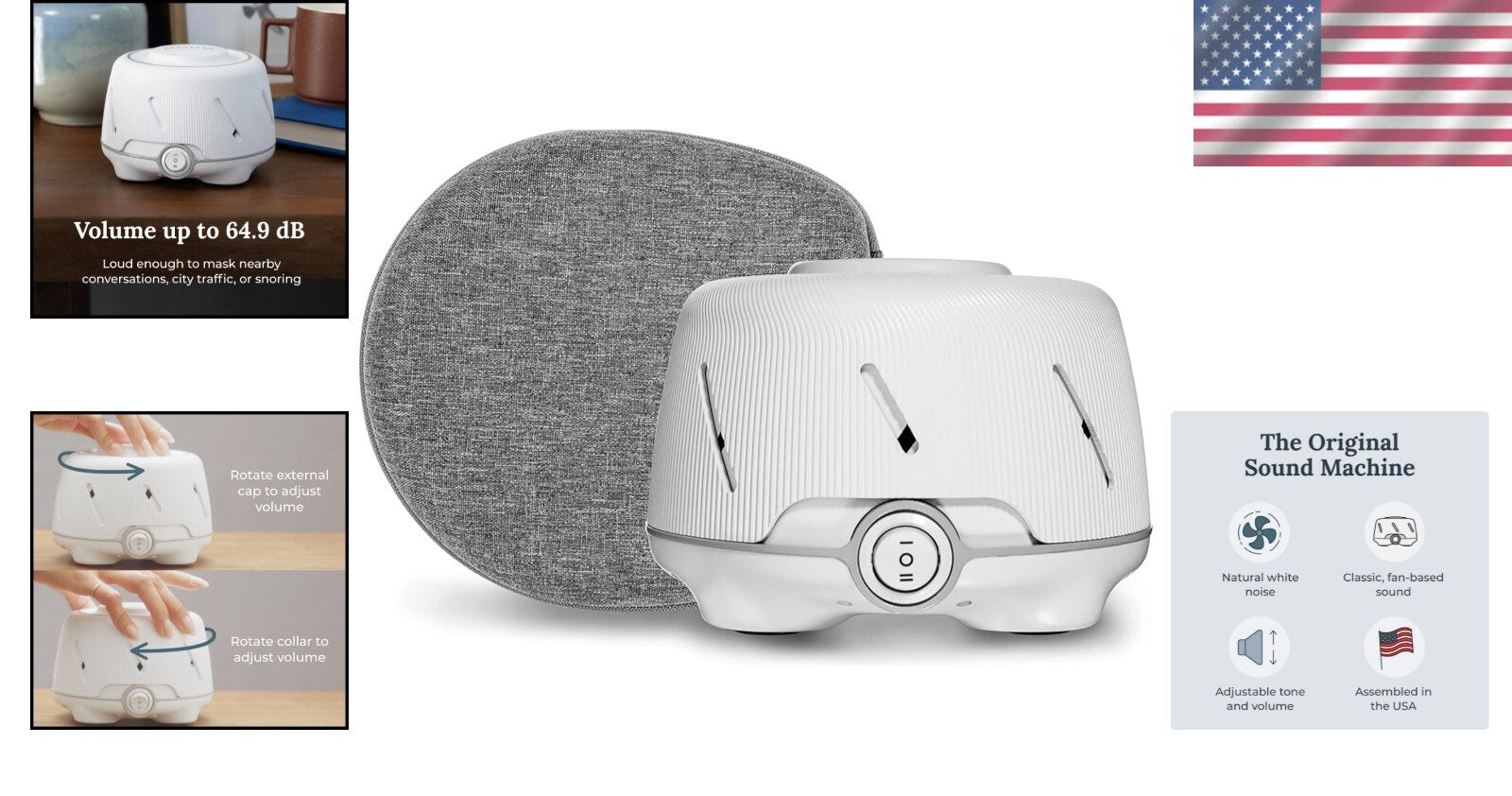 Dohm Gray & White Noise Machine Set with Protective Travel Case for Sleep Help