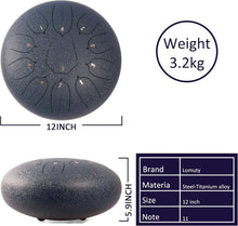 Load image into Gallery viewer, Beginner-Friendly 12" Steel Tongue Drum - Dark Blue for Meditation &amp; Therapy