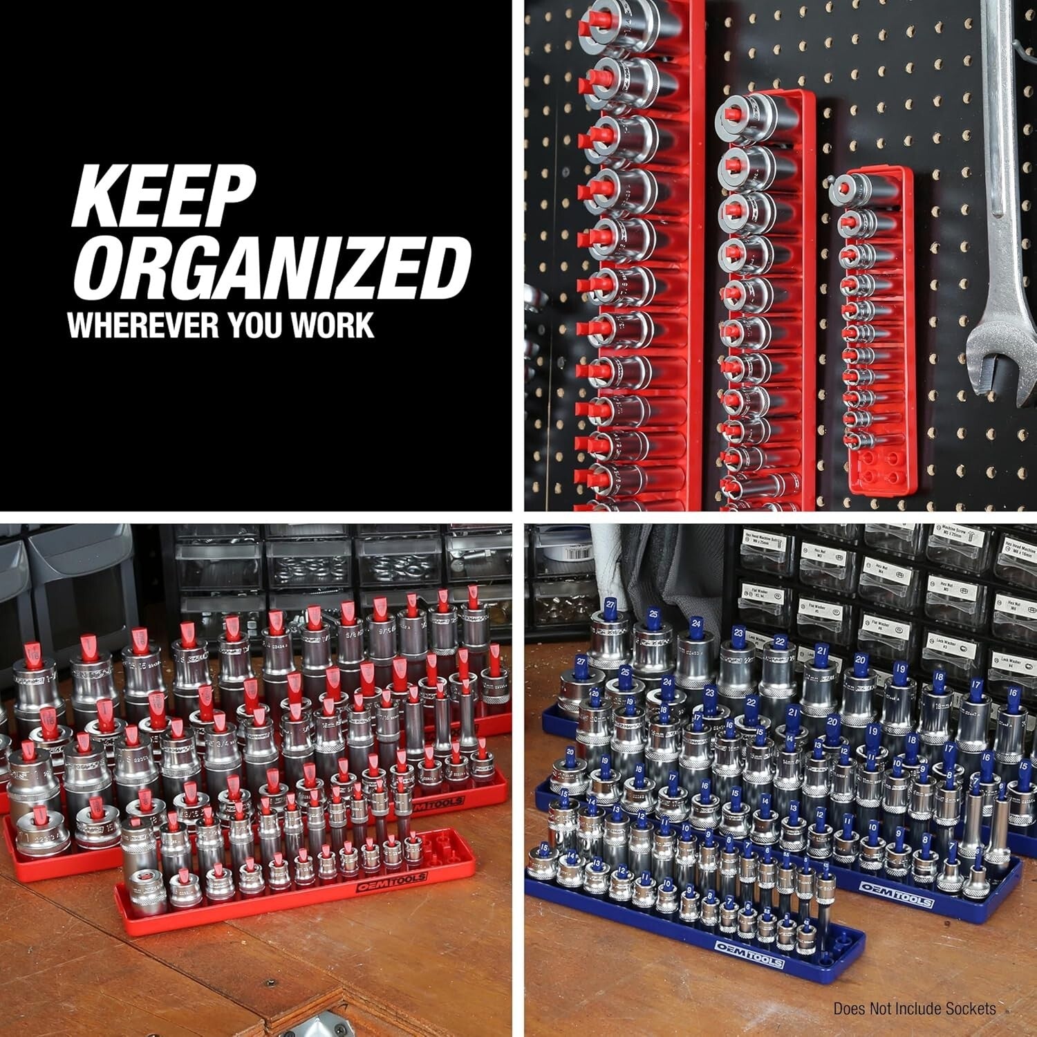 All-In-One 6 Piece Socket Tray Set - Keep Your SAE & Metric Sockets Tidy
