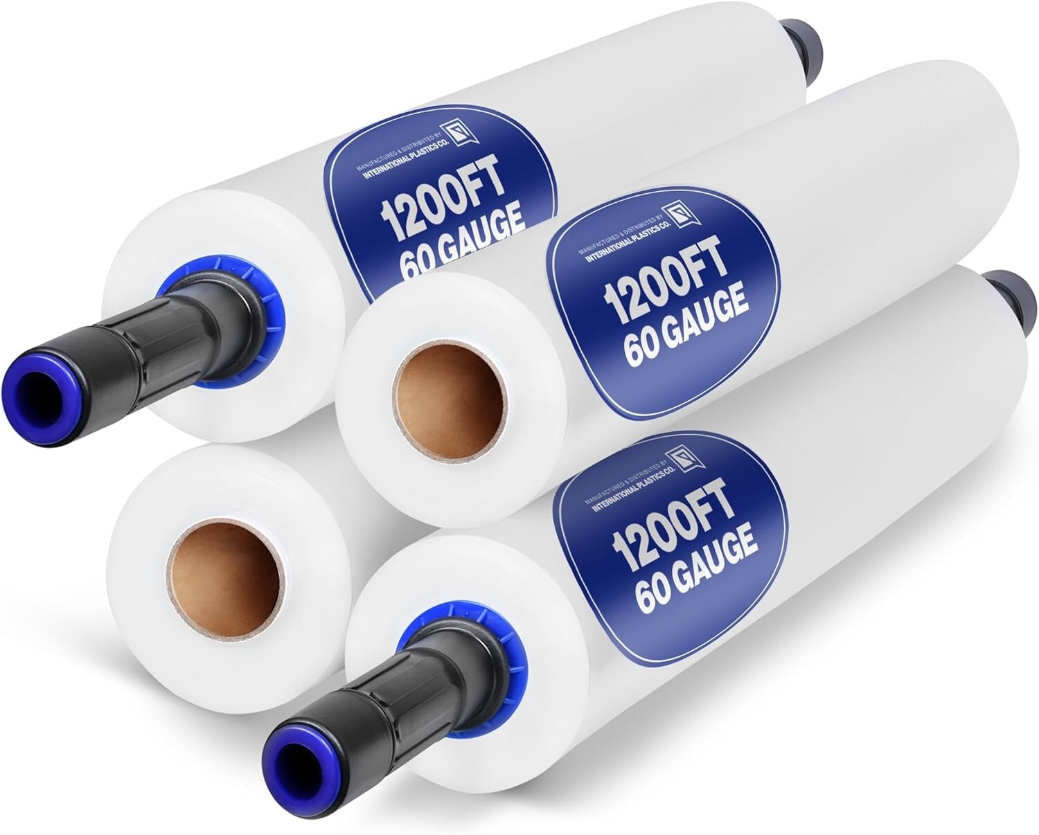 15" Plastic Stretch Film Wrap with Extended Handles - 1200ft Heavy-Duty Pack