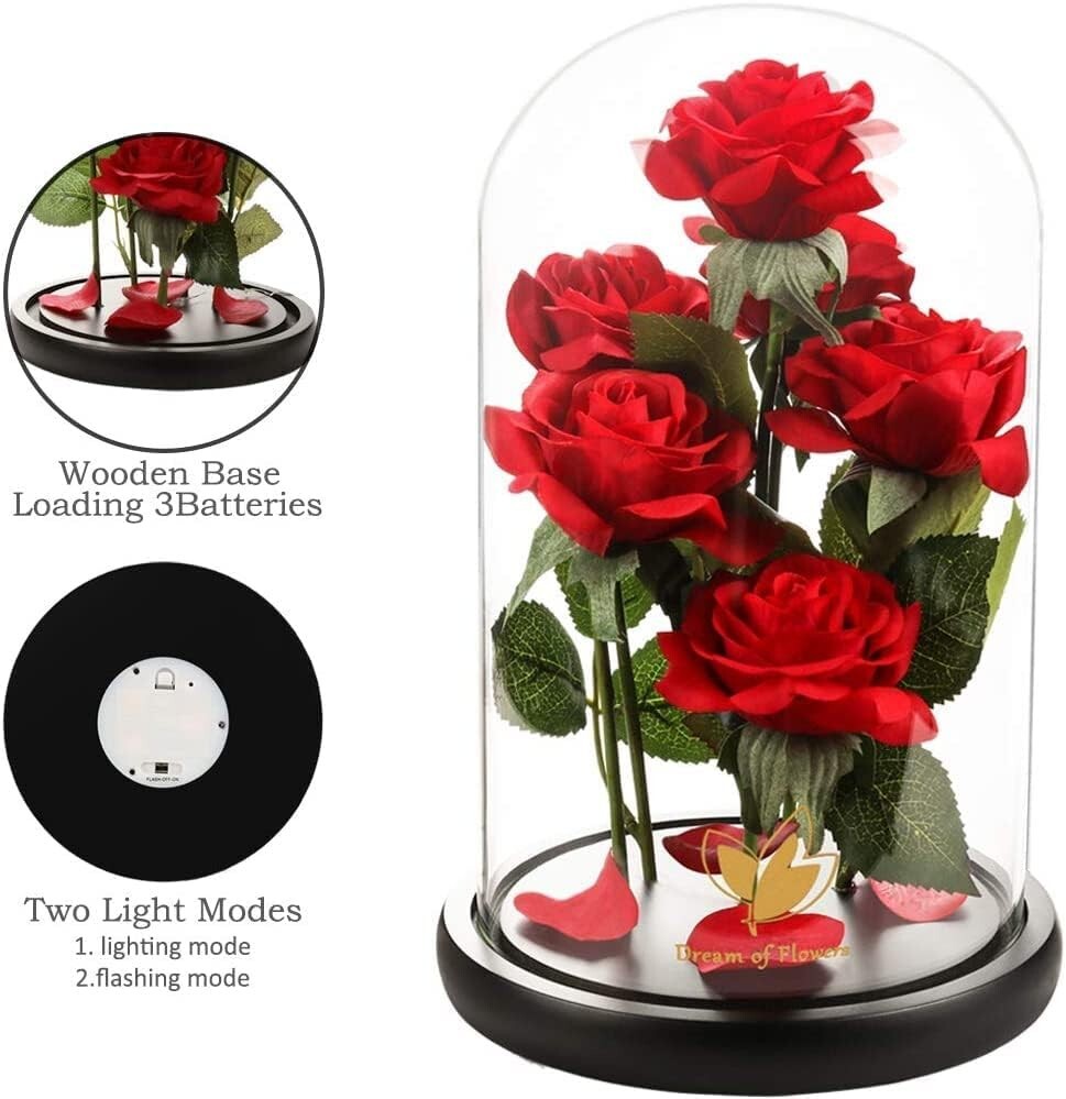 Sophisticated Silk Rose with LED Dome - Ideal Birthday and Valentine's Gifts