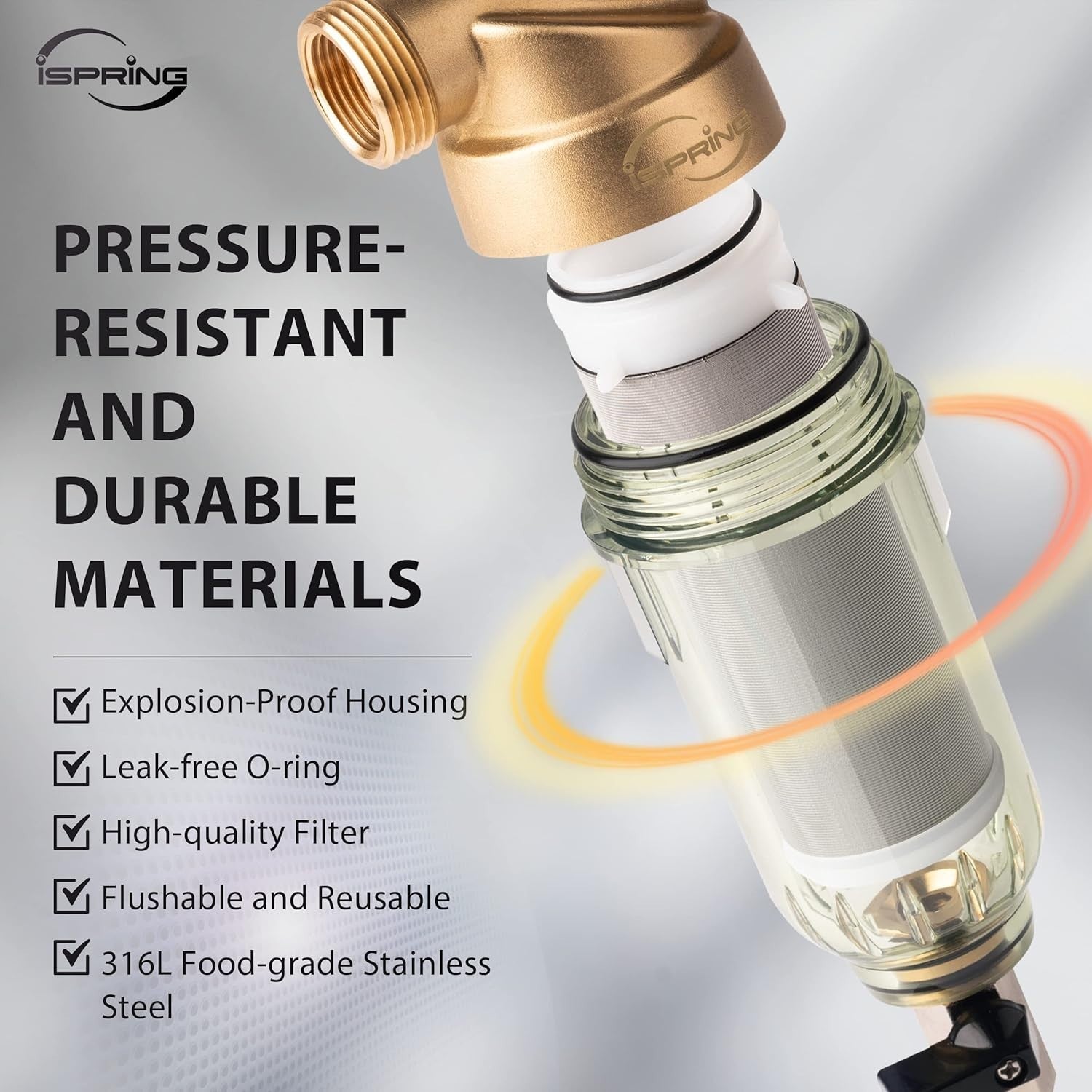 Durable 50 Micron Spin Down Sediment Filter - Lead-Free Brass Connections