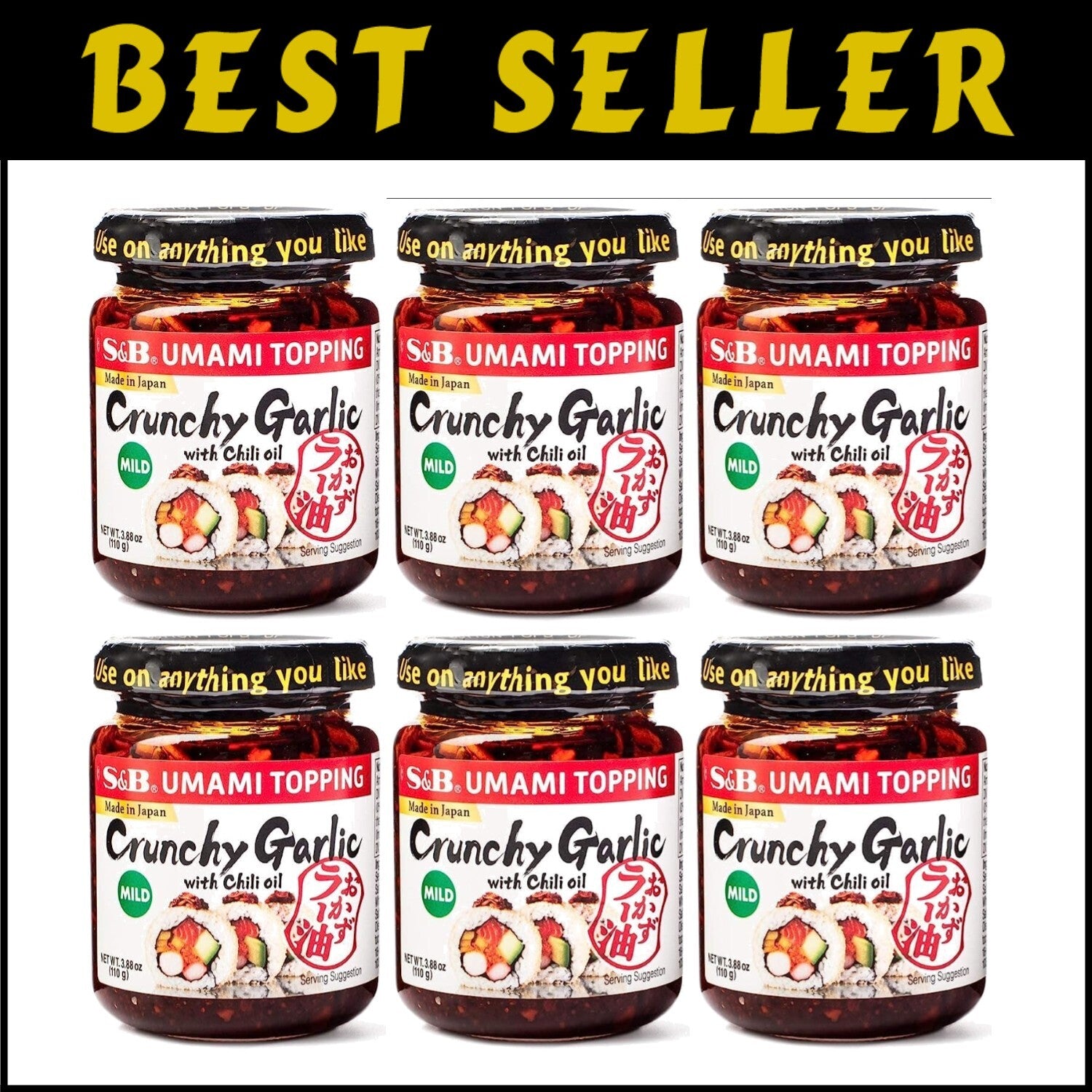 Authentic S&B Chili Oil & Crunchy Garlic - Deliciously Versatile & 3.88 oz