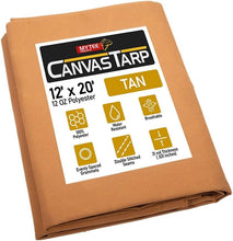 Load image into Gallery viewer, Durable 12' x 20' Tan Polyester Tarp - Perfect for Gardening and Emergencies
