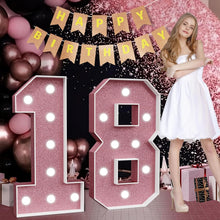 Load image into Gallery viewer, Illuminated Pink Number 18 - Mesmerizing Décor for Birthday &amp; Anniversaries