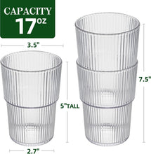Load image into Gallery viewer, Set of 12 Unbreakable 17oz Ribbed Acrylic Drinking Tumblers - dishwasher safe