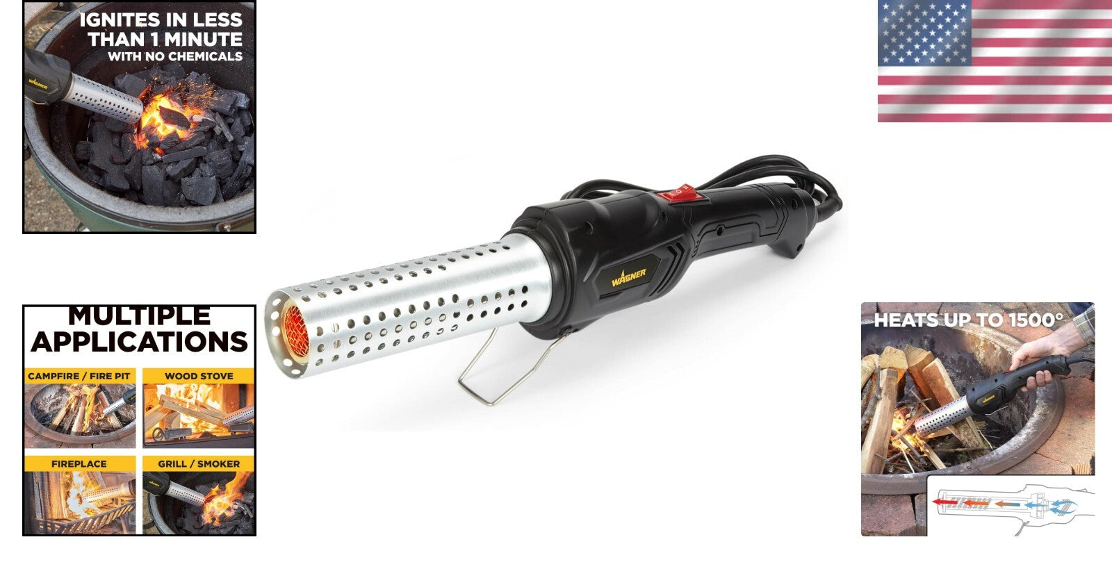 Dual Ignition Electric Fire Starter: 1500°F Instant BBQ & Campfire Companion