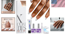 Load image into Gallery viewer, Easy Application French Gel Nail Kit - Brown Medium Coffin with 30-Day Longevity
