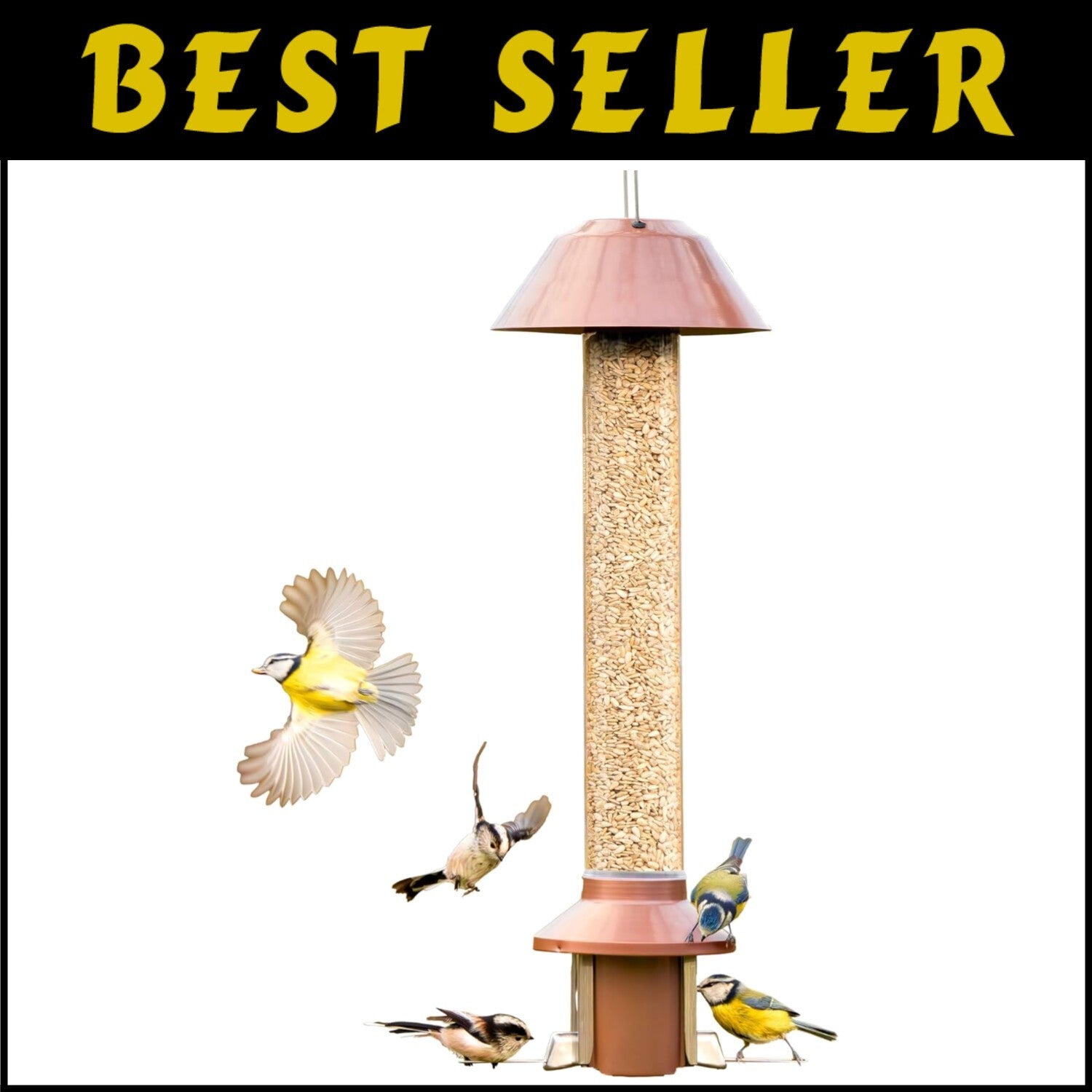 Improved Weatherproof Antique Copper Bird Feeder - 4 lbs Seed Capacity